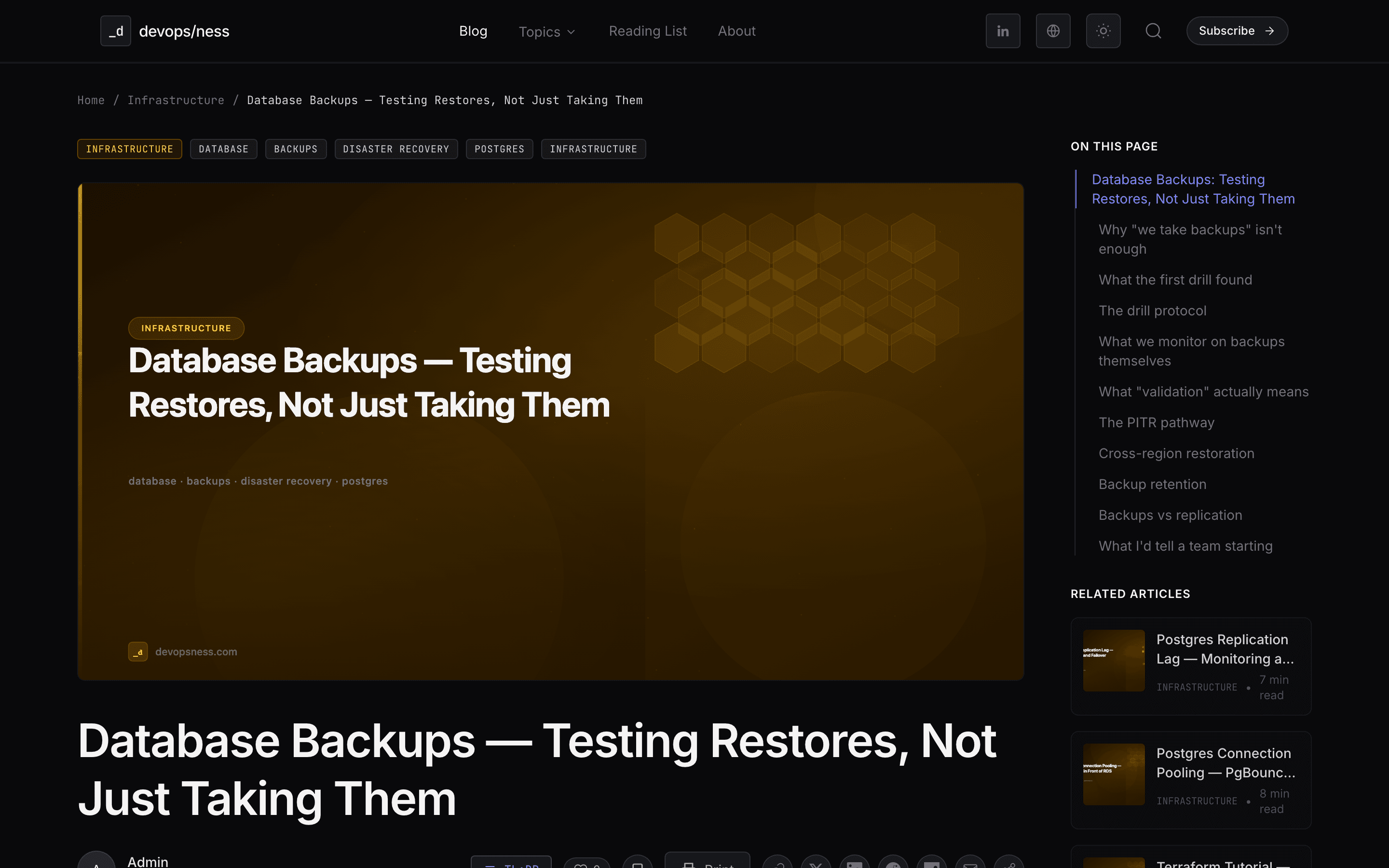 Article page with breadcrumbs, TOC sidebar, related articles