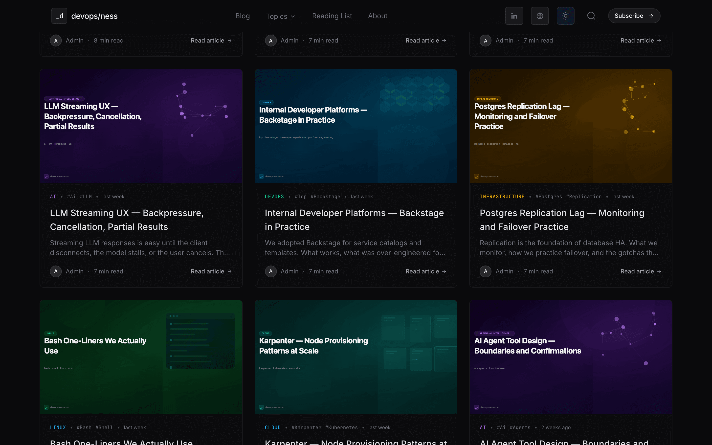 More articles covering LLM streaming, internal developer platforms, Postgres replication