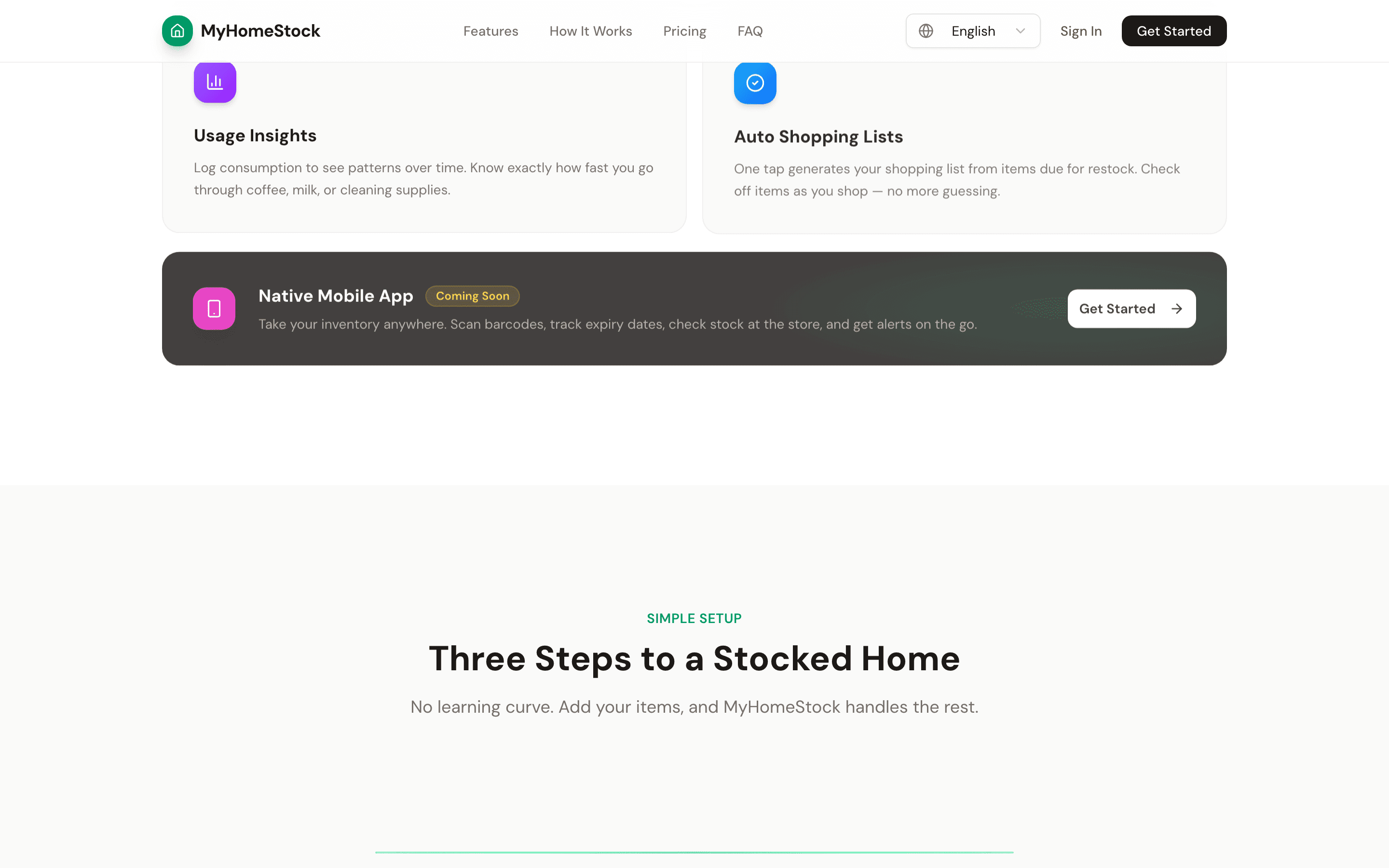 Native iOS app and three-step setup walkthrough