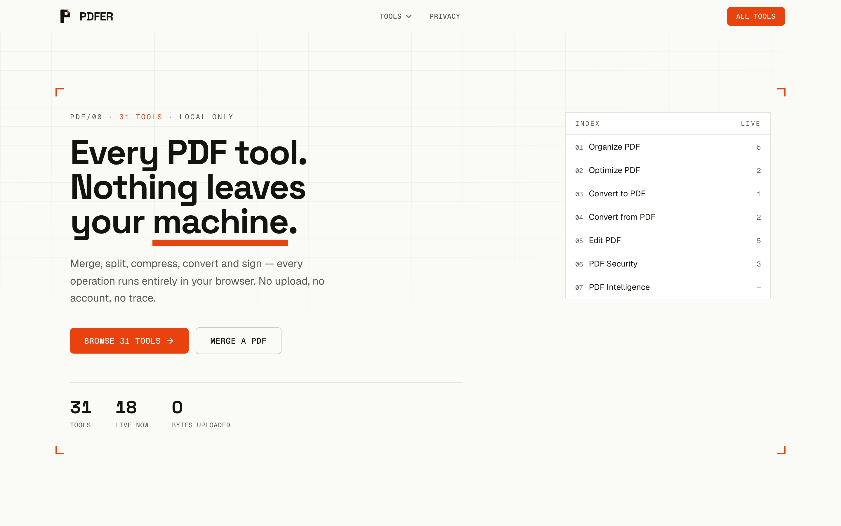 PDFer - Private, In-Browser PDF Tools - screenshot 1